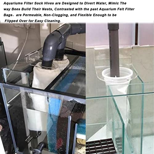 2 Pcs 4Inch Ring Honeycomb Filter Socks 150 Micron, Aquarium Filter Sock 3D Honeycomb Design, Aquarium Felt Filter Bags for Freshwater Saltwater Aquarium, Fits Eshopps and Aqueon, 9.5Inch Long - size: 2Pcs