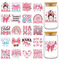 Rngmsi Mama UVDTF Cup Wrap - 20 Sheets Mom UV DTF Cup Wraps for 16 oz, Pink Bow Aesthetic Uvdtf Stickers for Glass Water Botters, Rainbow Flower Affirmative Rub on Transfer Decals - style: Mama