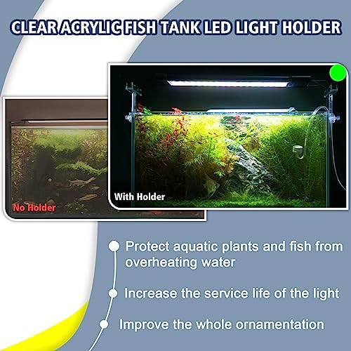 driamor Aquarium Light Riser Adjustable, Clear Acrylic Fish Tank LED Light Stand Aquarium Lamp Holder Bracket Kit 2pcs Transparent Support for Width 2.5-4.4 Inches Light with Extendable Bracket - color: Clear (Standard Size)
