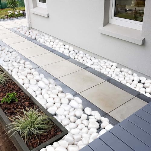 Pulovin 20 lbs White Rocks for Landscaping, 2-3 Inch Large White Rocks for Plants, Decorative Polished Stones for Garden, Walkways, Yard, Plants Pots, Vases, Crafts - color: White 2-3 Inch