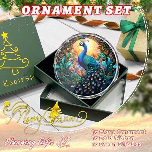 Peacock Stained Glass Ornament - Christmas Tree Decoration, Peacock Ornaments for Exchange - color: Peacock