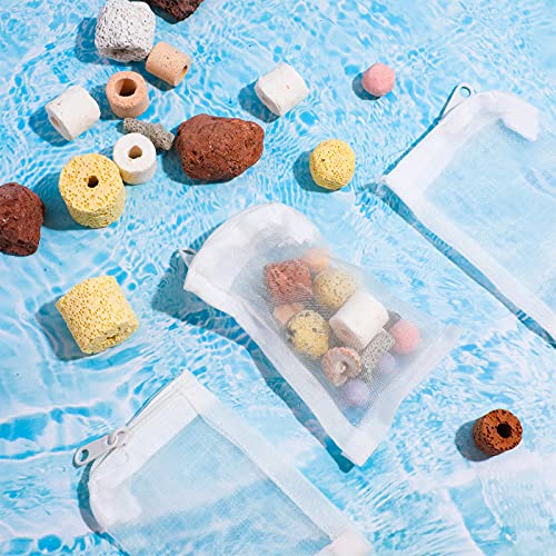 15 Pcs Aquarium Filter Media Bags 150 Micrometer Fine Filter Bags Mesh Reusable with Zipper for Activated Carbon Resins (2.4 x 4 Inch) - size: 2.4 x 4 Inch