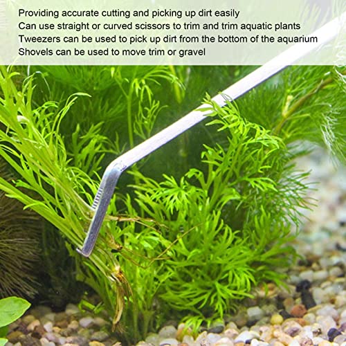 Aquarium Scissors and 5 in 1 Aquascaping Kit with Tweezers, Spatula for Fish Tank Cleaning and Aquatic Plant Trimming, Stainless Steel, Premium 5 Piece Set