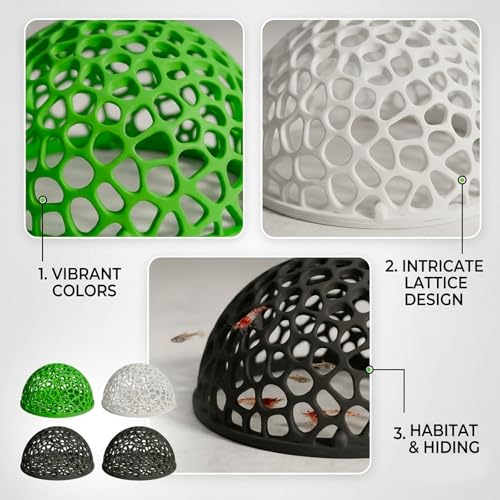 Shrimp Hides for Aquarium, 4-Piece Fish Tank Accessories Set, Aquarium Cave Hideout for Breeding and Shelter, Decorative Fish Tank Decorations with 4.1 Inch Diameter