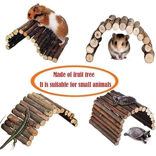 Hamster Bridge Rat Ladder Wooden Bridge Toy for Small Animals Cage Wood Ladder Natural Hideout for Guinea Pig Chinchilla Ferret Reptile (Pack of 2) (2 Ladder) - size: 8.0"L x 4.0"W
