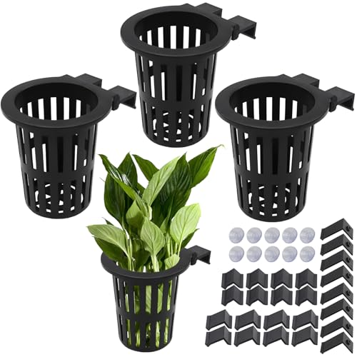 4 PCS Upgraded Aquarium Plant Holder, Fish Tank Plant Holder with 3 Size Extension Hooks and Suction Cups for Fish Tank Aquaponic Cultivation