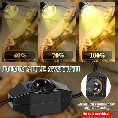 Tortoise Heat Lamp,E27 UVA/UVB Reptile Heat Lamp,360°Flexible Rotating Chick Heat Lamp with Ceramic Bulb Holder,Dimmable Plant Growth Lamp, Metal Clip, 2.4M Cable, for Aquarium Turtle Snakes,No Bulb - color: Heat Lamp-black-1pc