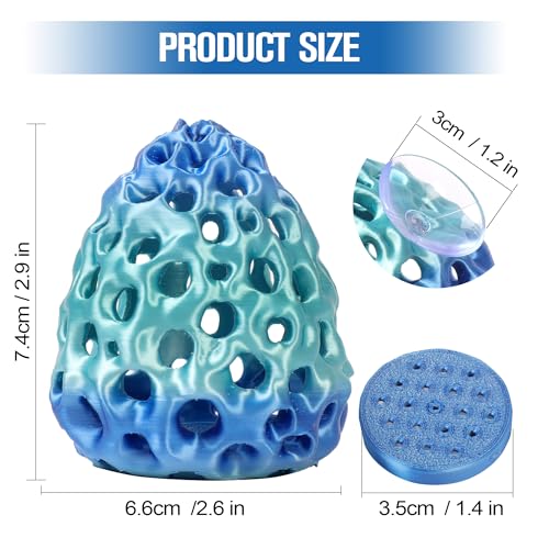 Shrimp Cave, Shrimp Hides for Aquarium, Betta Fish Hideout with Suction Cup Tank Accessories for Fish Tank Decor, Hiding & Resting, Betta Fish Habitat Tank Ornament Accessories - color: Blue-green Gradient