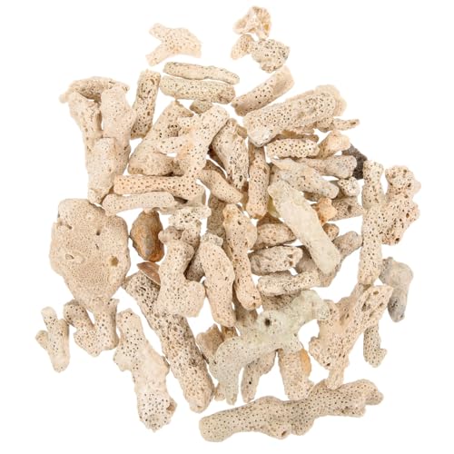 STOBOK Aquarium Filter Media Natural Coral Crushed Coral Substrate with Mesh Bag for Fish Tank and Pond Filtration 1.57X0.59X0.59 Inch