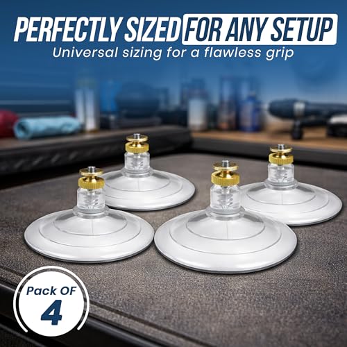 UBL Large Threaded Replacement Suction Cups - Windshield Suction Cup Mount for Emergency Dash & Stick Lights - Heavy-Duty, UV Resistant and Waterproof - Set of 4, Transparent