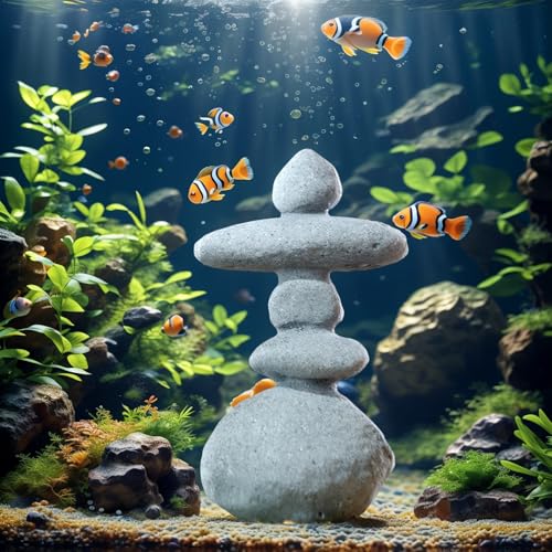 5-Stone Mini Stacked Zen Rock Stone Decor,Handmade Rocks Statues Japanese Garden Decor, Fish Tank Aquarium Decorations,Micro Landscape Decor (5-Stone) - size: 5-Stone