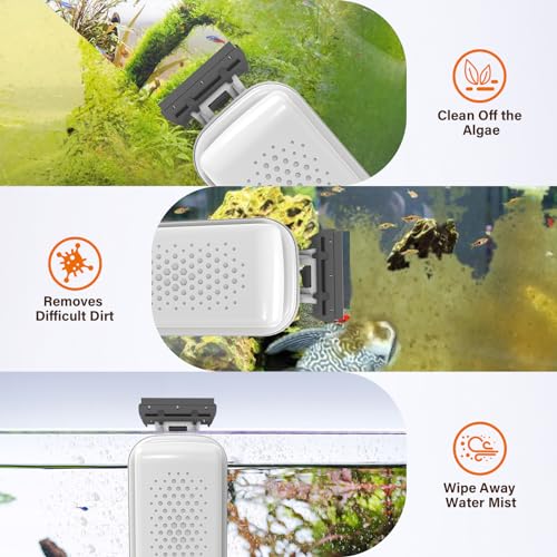 fishkeeper Magnetic Aquarium Fish Tank Glass Cleaner - Exquisite & Super Strong Magnetism, Double Side Floating Algae Scraper Cleaning Tools for 0.1 to 0.7 Inch Glass Tanks (Mini/M/L/XL) - color: White, size: M (for 0.25" - 0.5" glass)