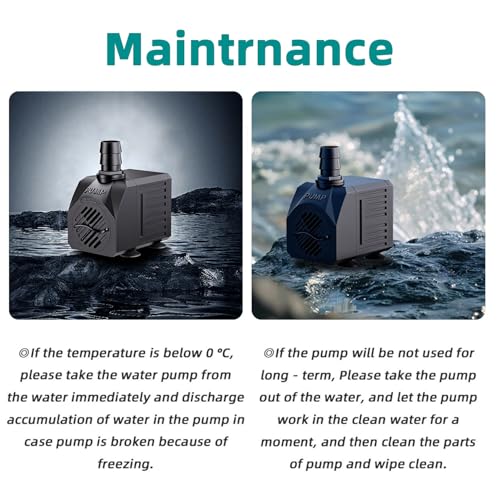 Aquarium Submersible Fountain Pump: 30W 550GPH Adjustable Quiet Water Pumps with 7.2ft High Lift for Small Pond | Waterfall | Outdoor | Statuary | Hydroponic (550GPH) - size: 550GPH 30Watt