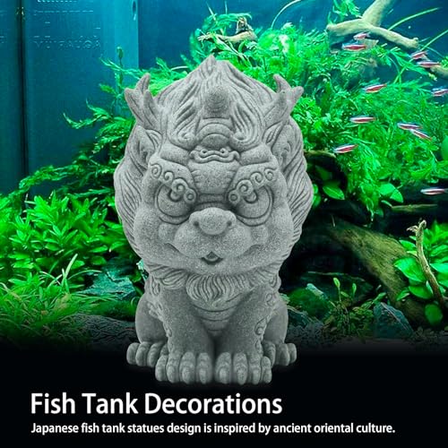 Feng Shui Ornaments Fish Tank Foo Dogs Bonsai Aquarium Fish Tank Statue Asian Oriental Aquarium Statues Qi Lin Figurines for Garden Fish Tank Bonsai Decoration Desktop Attract Wealth and Luck (S)