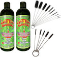 Green Piece® 2 bottles of the 16 oz (Made in USA) with 5 piece glass tube cleaner and 10 piece glass tube cleaner (2 Glass Cleaners with 15 Nylon Cleaners) - style: 16 Fl Oz (Pack of 2) + 15 Piece Nylon Tube