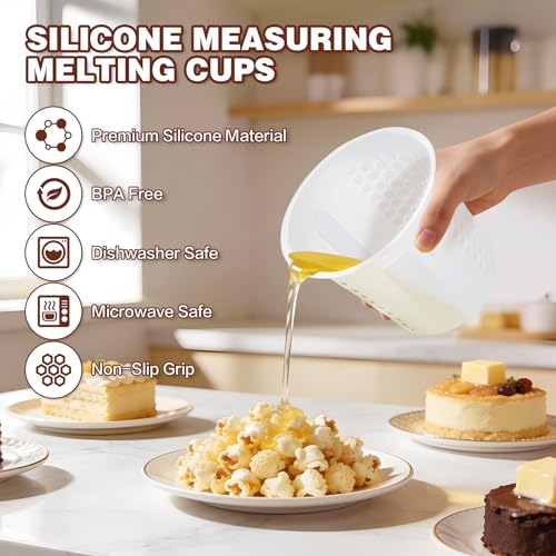 Silicone Measuring Cups 4-Pack Set, (1/2, 1, 2, 4 Cup) Reusable Silicone Cup for Prepping Cooking Baking Supplies, Melting Butter Chocolate 125ml 250ml 500ml 1000ml Dishwasher Microwave Safe - color: 125ml+250ml+500ml+1000ml