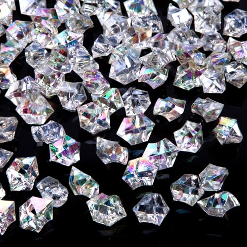 DomeStar Iridecent Fake Ice, 150PCS Sparkling Vase Fillers Fake Diamonds Clear Gem Stones DIY Crafts Wedding Table Scatter Decoration - color: Bright Clear