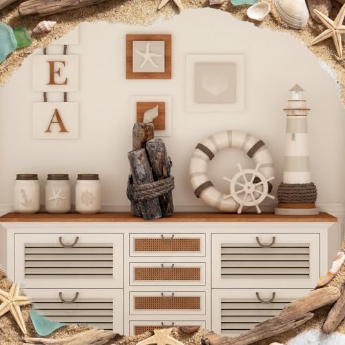 Threehoney Black 3 Pcs Driftwood Decor Rustic Table Sign Beach Driftwood Piling Farmhouse Coastal Nautical Centerpieces Tables Coastal Decor for Fish Tanks Summer Christmas Kitchen Dining Decoration - color: Black