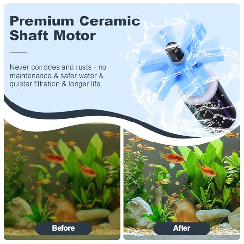 fishkeeper 225GPH Canister Filter, 3-Stage Filtration Aquarium Filter with Quartz Balls and Filter Cotton, Ultra-Quiet External Aquarium Canister Filter for Freshwater and Saltwater up to 65 Gal (18W) - size: 18W-225GPH/850LPH