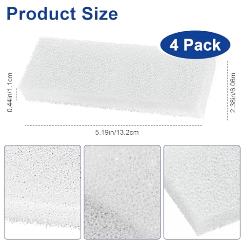4 Pcs Filter Foam Pad Compatible with Fluval U2 Underwater, Underwater Sponge Aquarium Underwater Filter, U2 Filter Replacement for Aquarium Fish Tank Filters