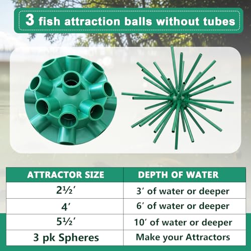 Chunful Round Fish Attractor, Fishing Attractant Sphere Fish Structure Habitat for Ponds Lakes Rivers, Fishing Gear Equipment Accessories, Tubes Not Include