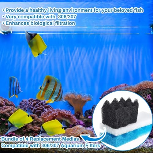 Threlaco 18 Pcs Compatible with 306/307 Bio Sponge Set Compatible with Aquarium Filters Including Blue White Black Bio Sponge for Replacement Filter Media Kit - style: 306/307