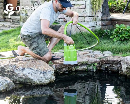 Green Expert 1/4HP Submersible Sump Pump, High Flow 1800GPH, 28FT Max Head, Portable Utility Water Pump for Basement Flooding, Emergency Water Removal, Pool, Hot Tub, Garden Drainage