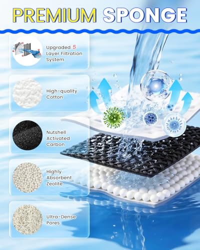 Medium Fish Tank Filter Cartridges Compatible with Aqueon QuietFlow LED PRO Power Filter Size 10, for QuietFlow E Internal Power Filter Size 20, Filter Pads for Aquarium, 12+6 Pack