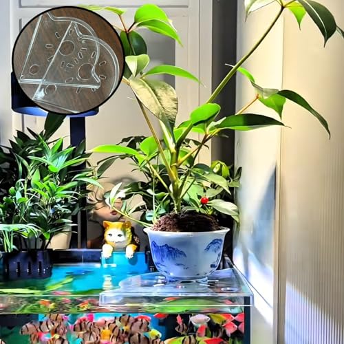 2 Pcs Aquarium Plant Holder for Rimless Fish Tank, Upgraded Aquarium Plant Holder, Corner Shelf for Fish Tank Top for Aquatic Plants, Water Feature Decoration(White