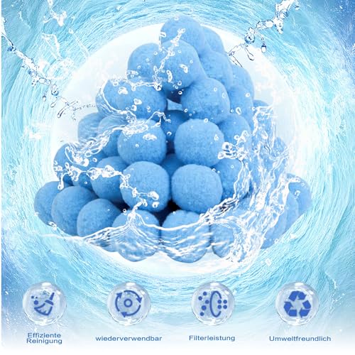 3 lbs Pool Filter Balls for Sand Filter, Reusable Pool Fiber Filter Balls Replace 110lbs Pool Filter Sand，Efficient Pool Filter Media Balls for Swimming Pool, Filter Pump, Pool Cleaning(1400g - blue) - color: 1400g - blue
