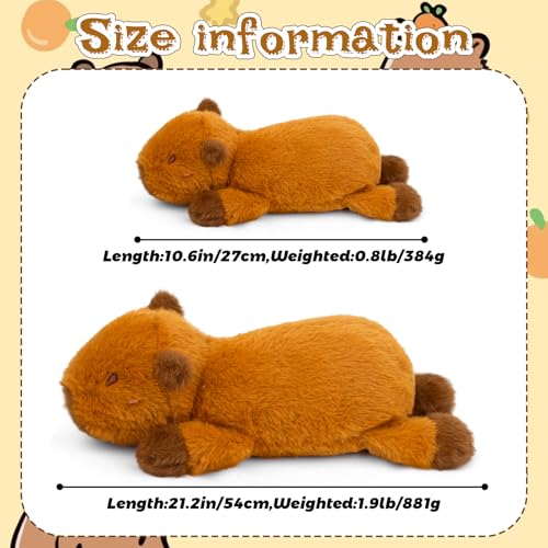 Weighted Capybara Plush - 10” 0.8lbs Soft Capybara Weighted Stuffed Animal, Cute Huggable Weighted Plushie Toy for Girls, Boys & Kids, Kawaii Birthday Gifts - color: Brown, size: ['10 inches (25 cm)']