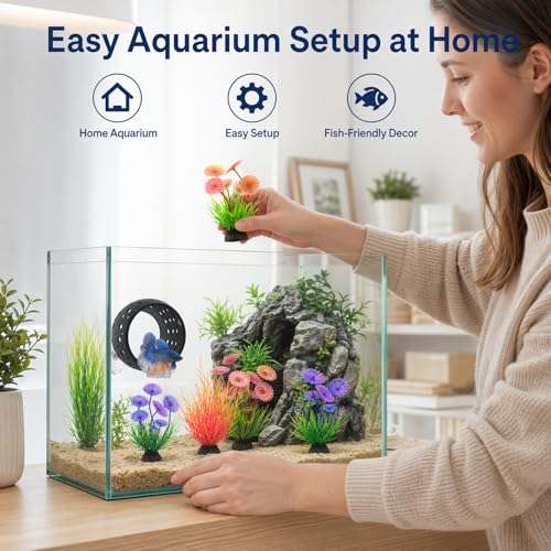 Betta Hideout,Betta Tunnel,With Suction Cups And 6 Artificial Aquatic Plants,Betta Fish Tank Accessories,Fish Tank Decorations Betta Caveshrimp Cav (Black) For Small Shrimp To Hide And Rest In