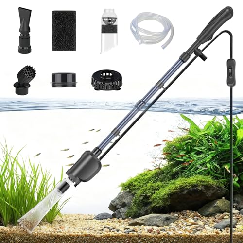 Electric Aquarium Gravel Cleaner,Strong Flow, Multifunctional Water Changer & Filter, Adjustable Silent Motor, Telescopic Tube for Low Water Level & All Tanks（36W,580GPH