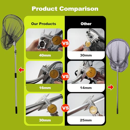 Dog Catch Net Pole, Animal Catching Net, Wildlife Control Tool, Large Fish Landing Net for Chicken Raccoon Duck Goose Bird Skunk Bat Raccoon Guinea Fowl Feral Cat Pigeon Tuna Goat - Heavy Duty