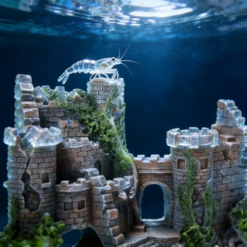 Fish Tank Aquarium Castle Decor, Hiding Spots, Safe for Aquatic Pets to Breed Play & Rest, Freshwater Saltwater Tank Landscaping Accessory
