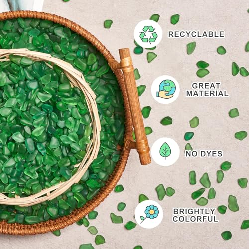 QEQEKAKA Sea Glass Stones for Crafts About 0.5LB (187g/6.6oz) Glass Pebbles Gemstones Bulk for Beaching Wedding DIY Decoration Aquarium Turtle Tank Vase Filler - color: Green, size: 0.5LB (187g/6.6oz)