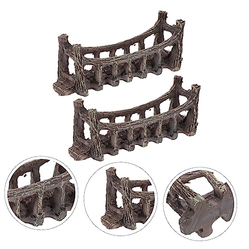 2pcs Aquarium Artificial Bridge Decor Realistic Fish Tank Ornament Small Tank Decor