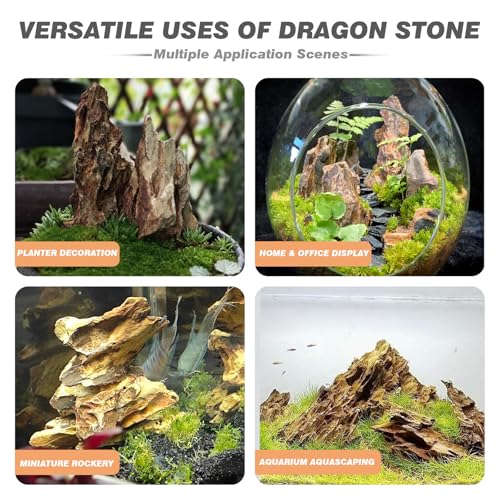Unocho Aquarium Stone Rocks Dragon Stone 10lb Aquarium Décor Rocks Aquascaping Stone Fish Rocks for Aquariums Landscaping Model Tank Decoration Paludarium Amphibian Enclosures(2-6 inches) - size: 10LB(2-6 inches)