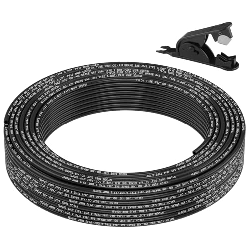 100FT 5/32 DOT Air Line SAE J844 PA12 Nylon Air Hose with Cutter 5/32” OD Pneumatic Tubing DOT Approved 5/32 Air Brake Line for Air Suspension Kit Truck Brake System & Fluid Transfer 30.5m - size: 5/32" OD 100FT