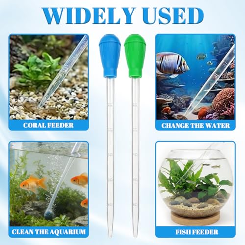 17.7 Inch 2 Pcs Extra Long Aquarium Coral Feeder Tool, Deep Tank Coral and Fish Feeding Pipette, Reef Corals Food Spot Feeder Tube for Corals and Fish Feeding, Reef Tank Maintenance Accessories
