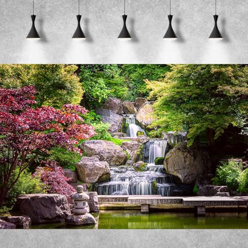 Waterfall Aquarium Background Kyoto Garden Style Terrarium Background Forest Huge Rocks Fish Tank Background Falls Stream River Aquarium Backdrop Waterfall Reptile Habitat Background 24x16in - color: Purple Green, size: 24(W)x16(H)in