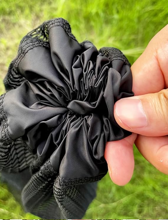 1Pcs Fishing Bag Collapsible Fish Collection Bag Portable Nylon Fishing Net Drawstring Fishing Lure Holder Diving Catching Netting Fish, Black