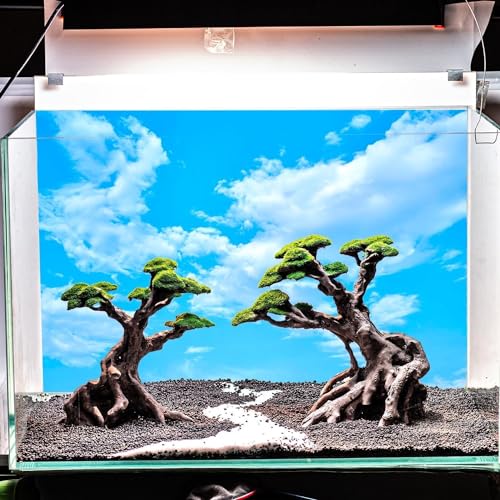 Novelsite Fish Tank Decorations - Large Bonsai Trees with Faux Moss- Aquarium Rocks Aquascaping- Made of Sandstone 17" x 8.6" x 5" Enhance Aquatic Landscape with Realistic Natural Look - color: Tree-bonsai, size: Tree-Bonsai-L