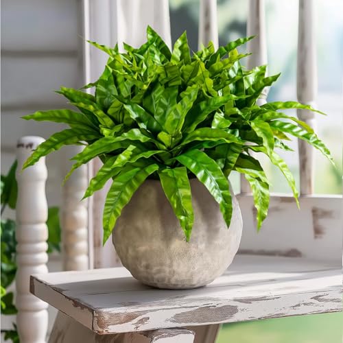 4 Pcs Artificial Greenery Stems Fake Bird Nest Fern Faux Branches Artificial Plants Realistic Fake Dracaena Realistic Plants for Indoor Outdoor Porch Patio Home Office Living Room Decor (Bright Green) - color: Bright Green