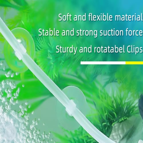 AQUANEAT Aquarium Suction Cups, for Fish Tank Airline Tubing, with Clips 3/16" air Hose Holder, 24pcs (Clear)