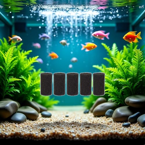 5Pcs Black Aquarium Filter Sponges,Aquarium Pre-Filter Sponges Filter Intake Sponge Strainer Foam Guard Cover for Freshwater and Saltwater Fish Tank, Aquarium Pumps and Filters