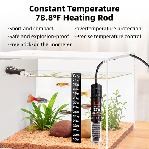 Fish Tank Betta 2.5 Gallon Desktop Small Beta Fish Aquarium Starter Kit with 25W Heater LED Light and Mini Water Pump & Filter Media Compact Aquarium for Betta Fish, Shrimp(White)