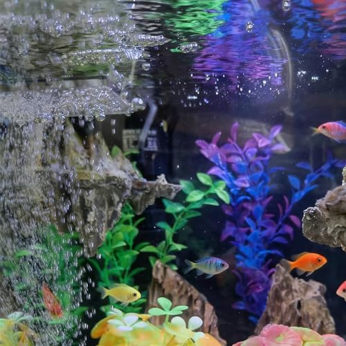 Aquarium Plants Decor,Fish Tank Plants Silk for Artificial Aquarium Plants Plastic Fake,2 Pack Fish Tank Decorations Aquarium Decorations（Green,Purple）