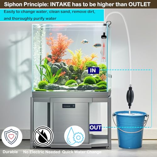 7ft Aquarium Gravel Vacuum Cleaner - Hand Pump Siphon Water Changer for Fish Tank Cleaning Gravel & Sand - size: 7ft