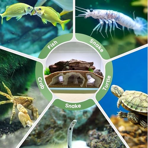 LIYAOLI Aquarium Cave Tunnel 3D Printed - Fish Tank Decoration Natural Fish Hideout for Pleco, Shrimp & Corydoras | Sinking Base & Viewing Ports | Substrate-Friendly Decor (7.3" Under Gravel Design) - color: Grey - 01